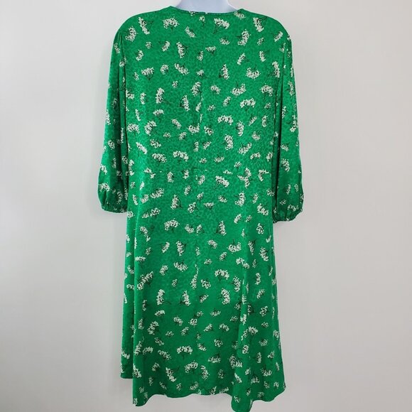 Maje Womens Rizelle Green Floral Print Mini Dress Size 42 Tied Sleeve V Neck - Picture 3 of 9
